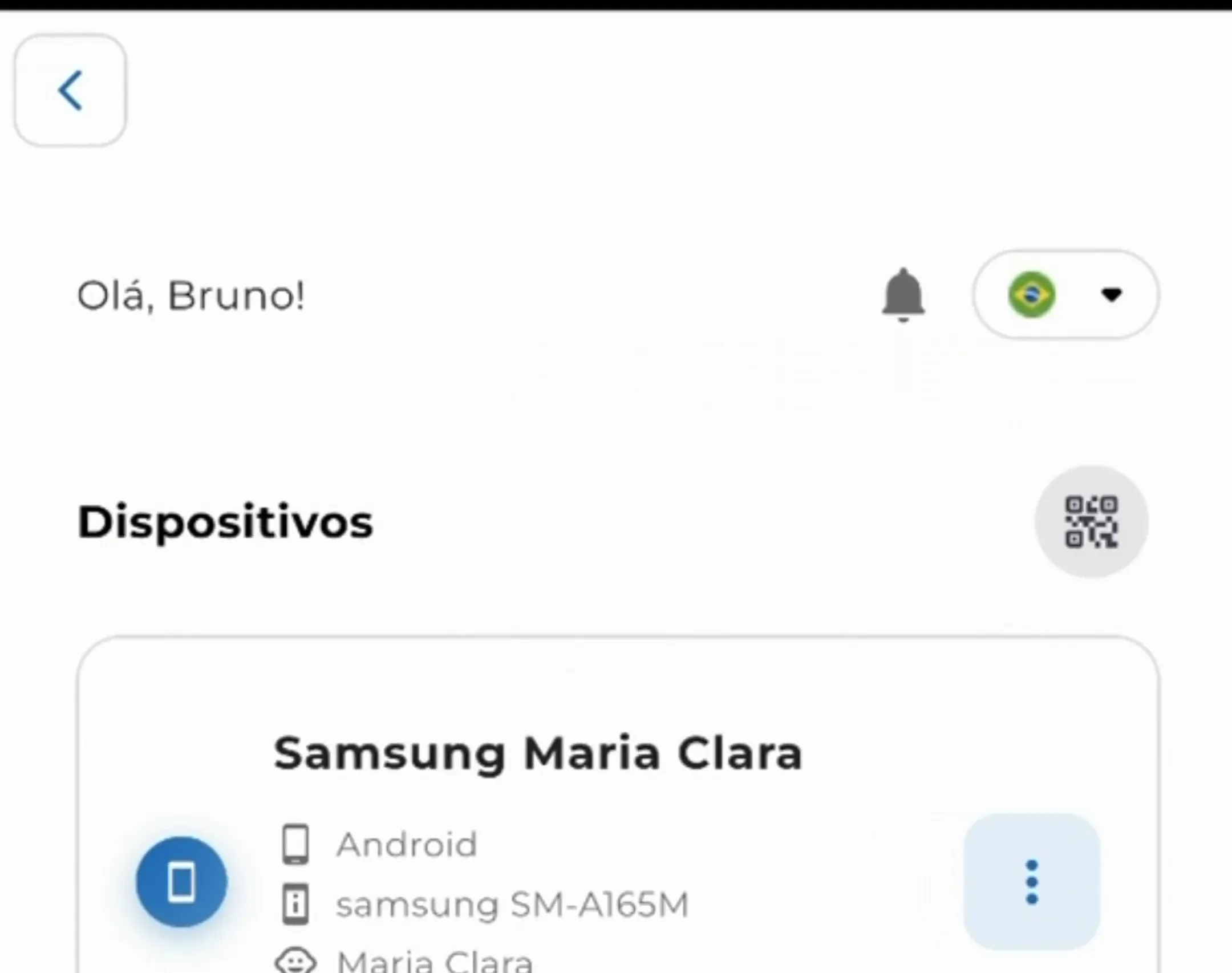 Aparelho conectado na lista de dispositivos